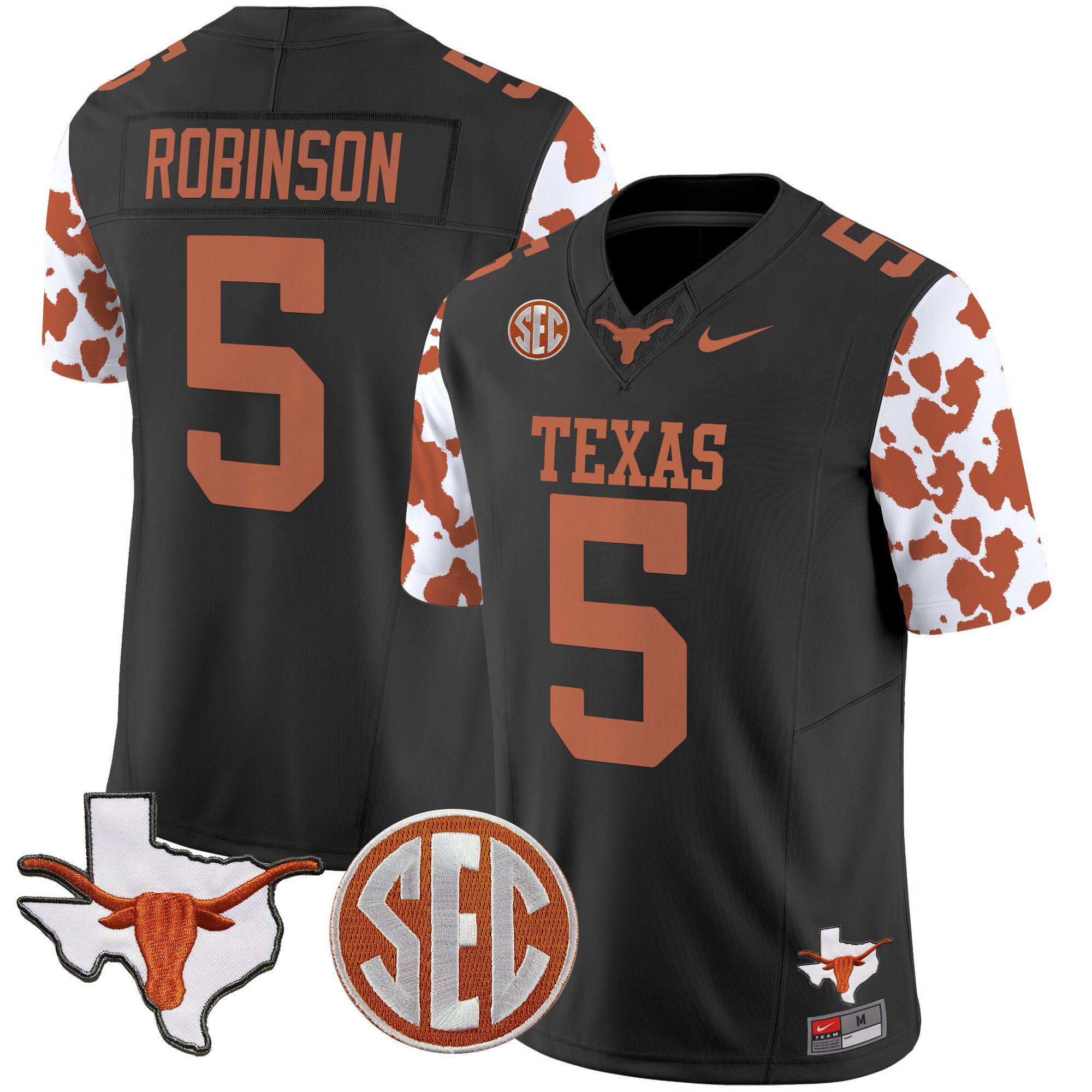 Men Texas Longhorns #5 Robinson Black 2024 Nike Cow Spots Vapor Limited NCAA Jersey->indianapolis colts->NFL Jersey